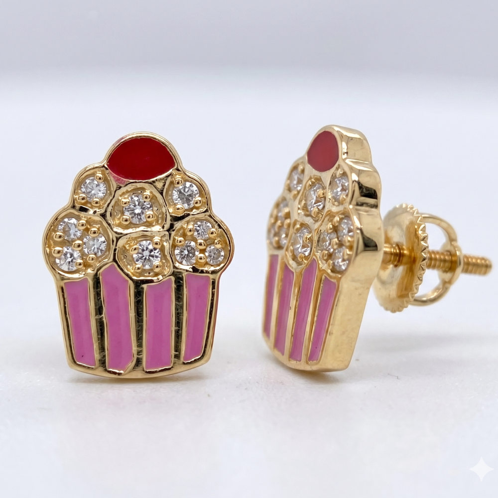 Kids Cupcake Diamond Studs