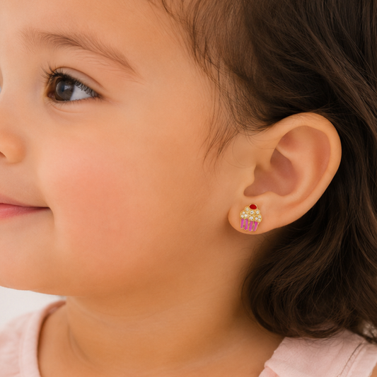 Kids Cupcake Diamond Studs