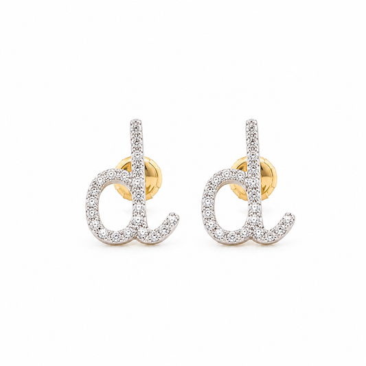 Kids D-Initial Diamond Stud Earrings
