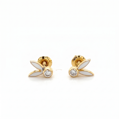 Kids Bunny Ears Diamond Stud Earrings