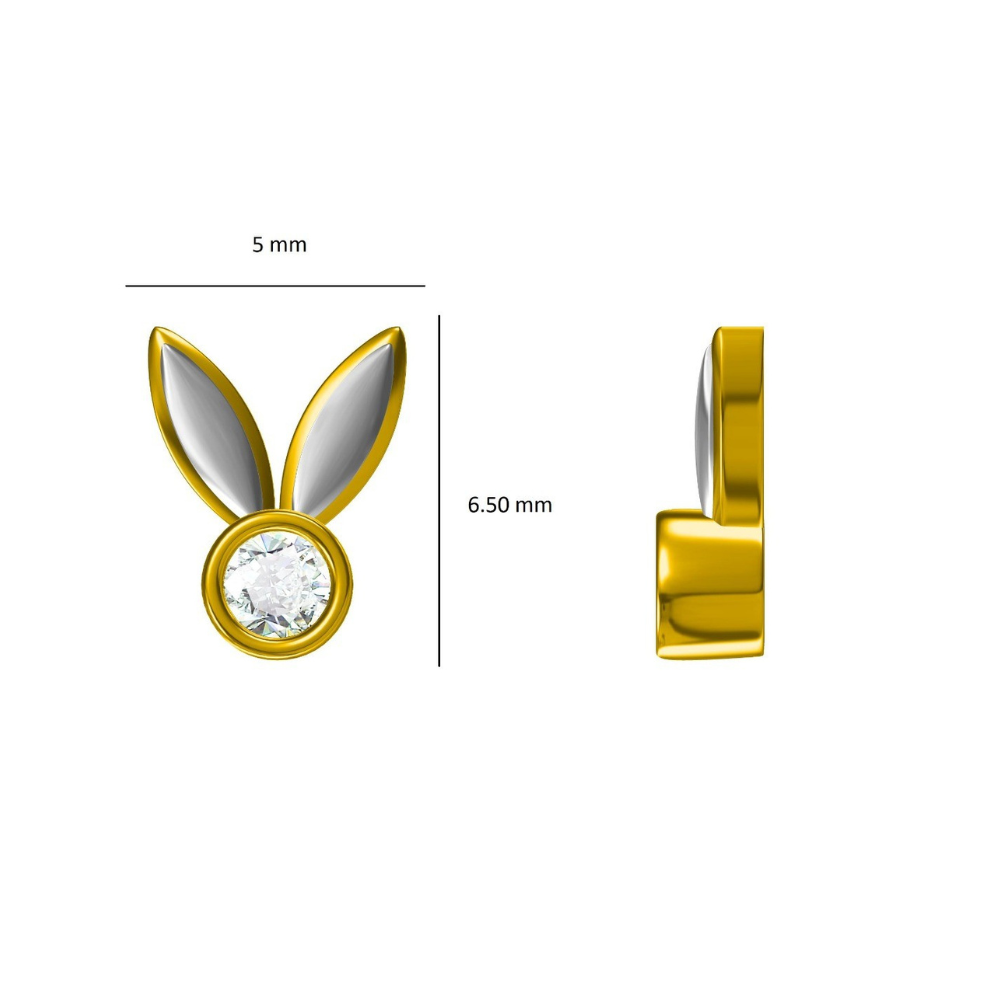 Kids Bunny Ears Diamond Stud Earrings