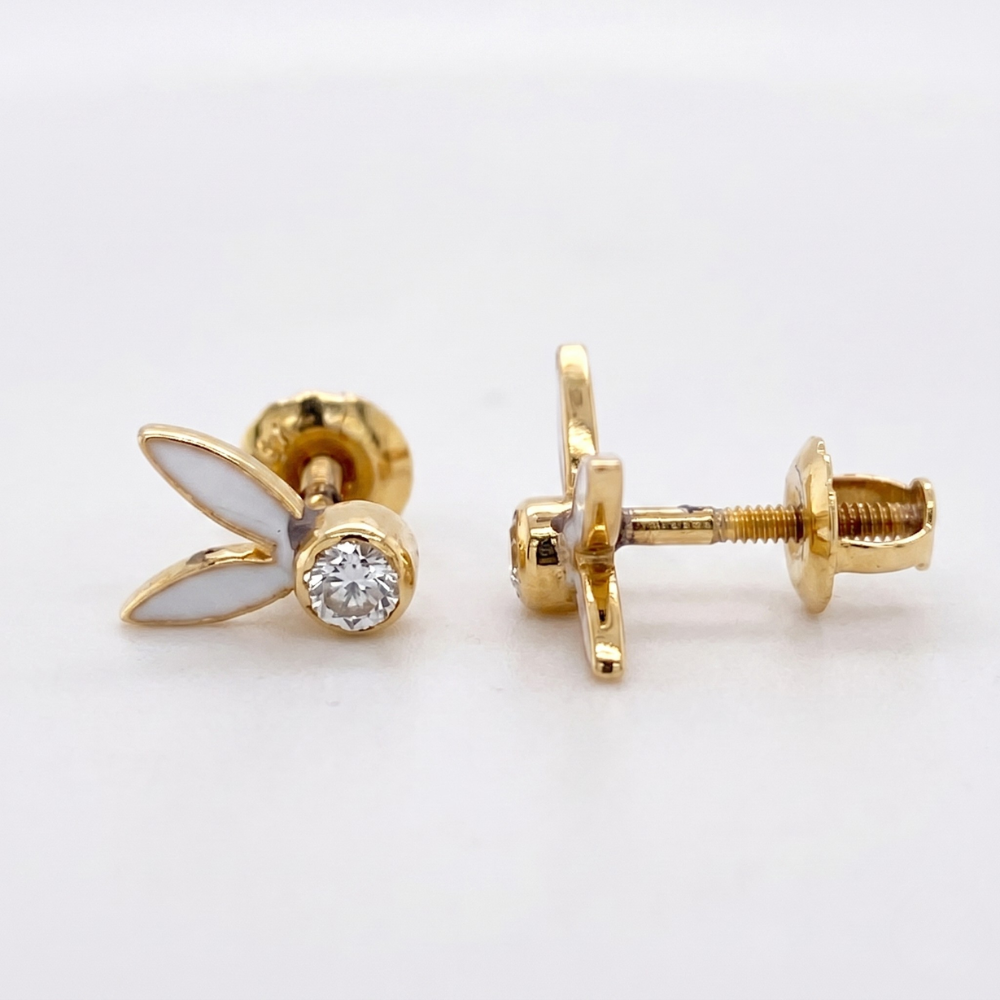 Kids Bunny Ears Diamond Stud Earrings