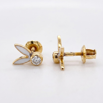 Kids Bunny Ears Diamond Stud Earrings