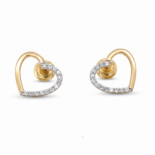 Kids Hollow Heart Diamond Studs