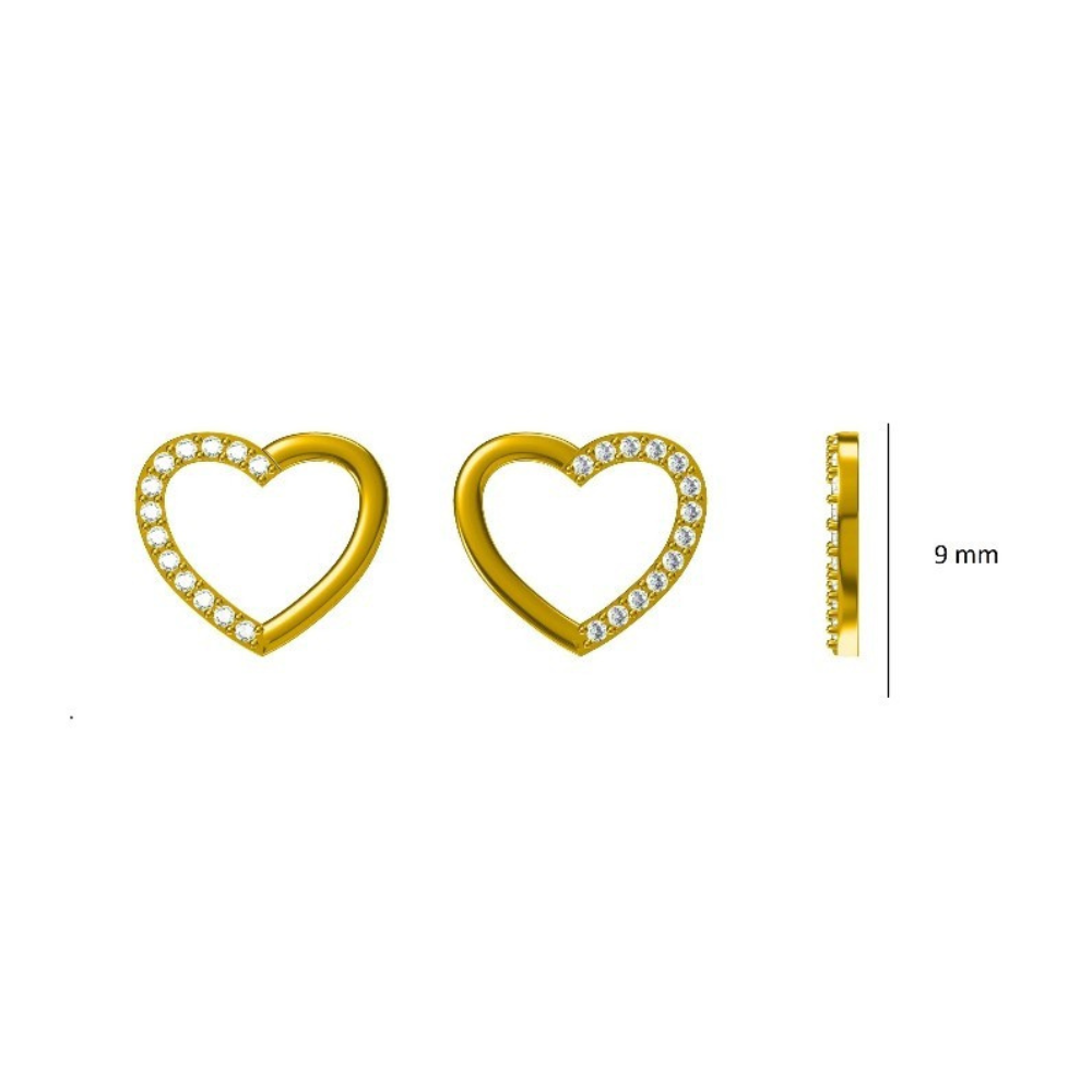 Kids Hollow Heart Diamond Studs