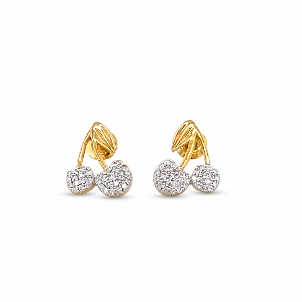 Kids Cherry Diamond Stud Earrings