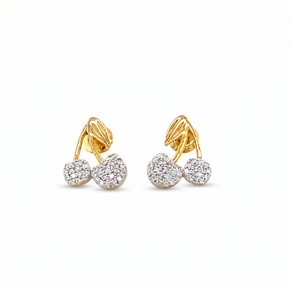 Kids Cherry Diamond Stud Earrings