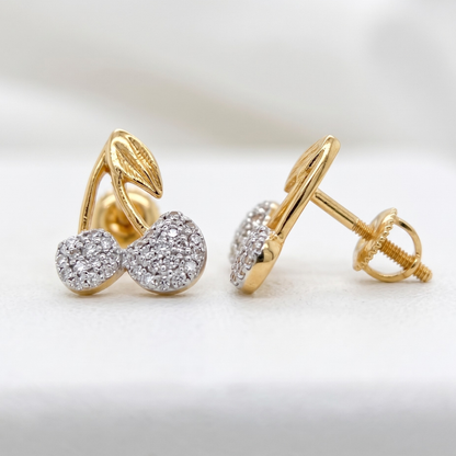 Kids Cherry Diamond Stud Earrings