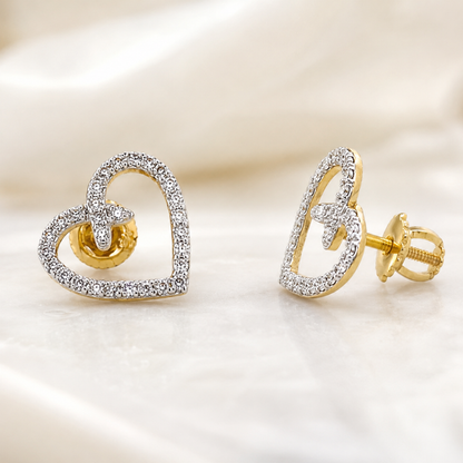 Kids Heart Design Diamond Stud Earrings