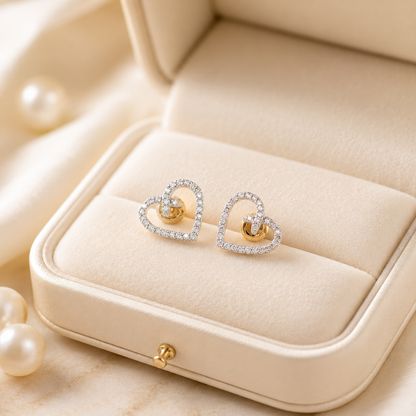 Kids Heart Design Diamond Stud Earrings