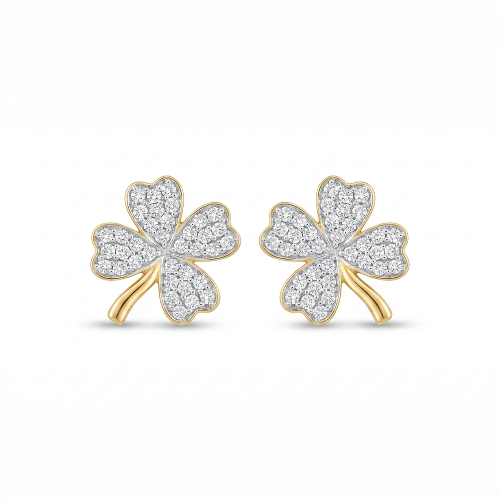 Kids Leaf Clover Diamond Stud Earrings