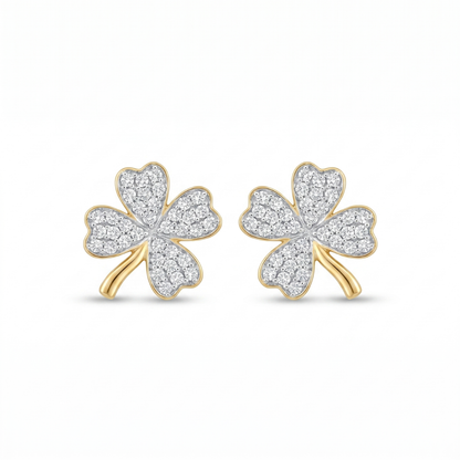 Kids Leaf Clover Diamond Stud Earrings