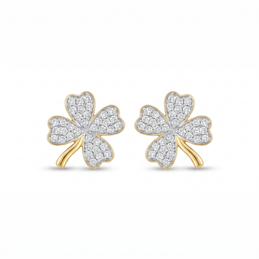 Kids Leaf Clover Diamond Stud Earrings