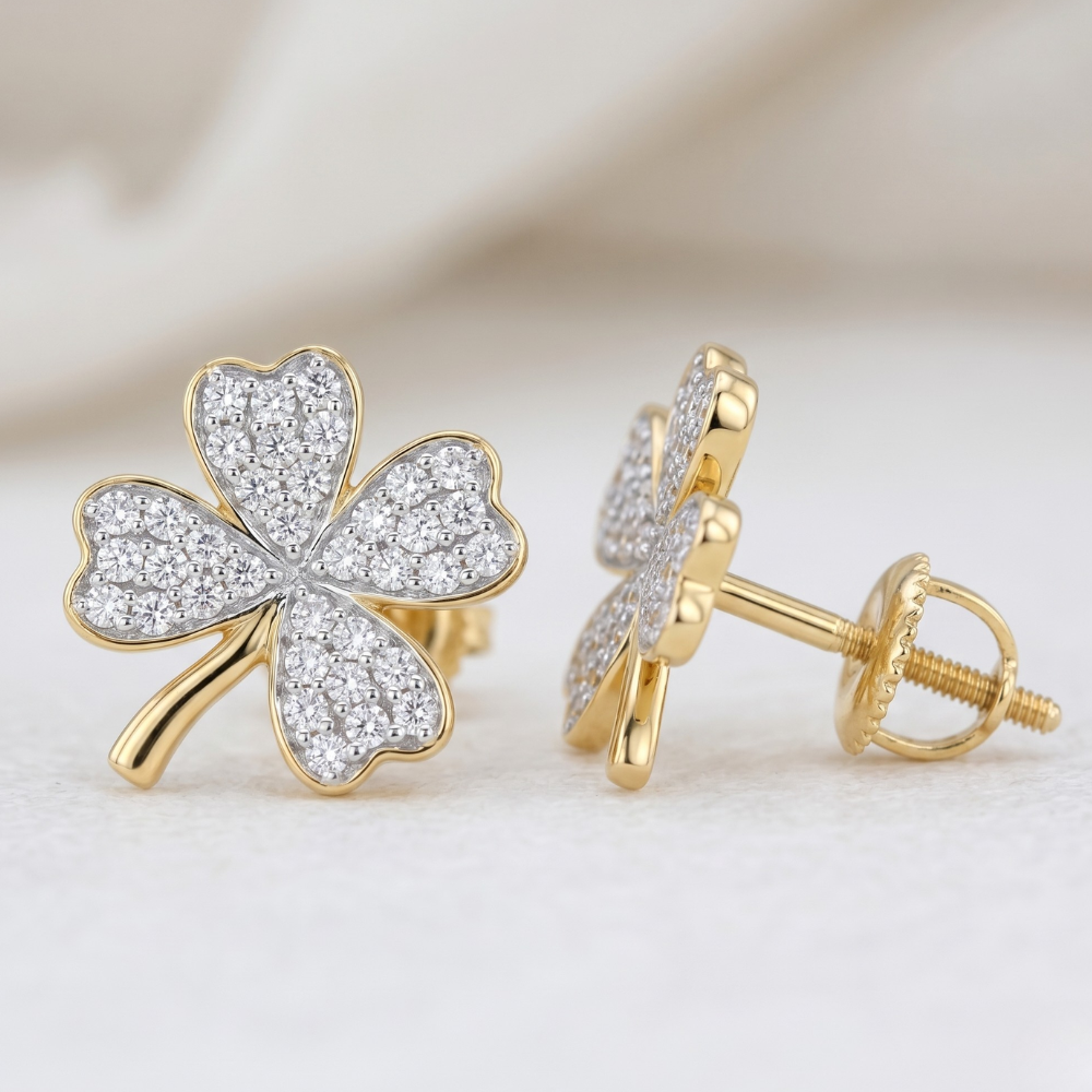 Kids Leaf Clover Diamond Stud Earrings