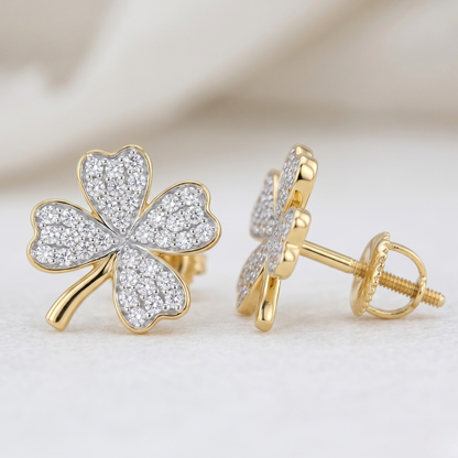 Kids Leaf Clover Diamond Stud Earrings