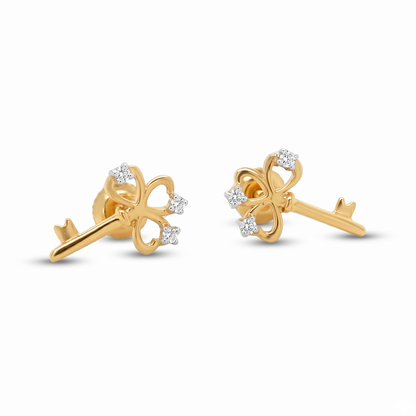 Kids Key Diamond Stud Earrings