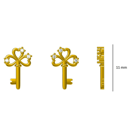 Kids Key Diamond Stud Earrings
