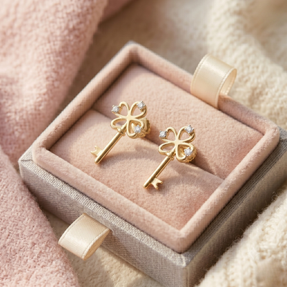 Kids Key Diamond Stud Earrings