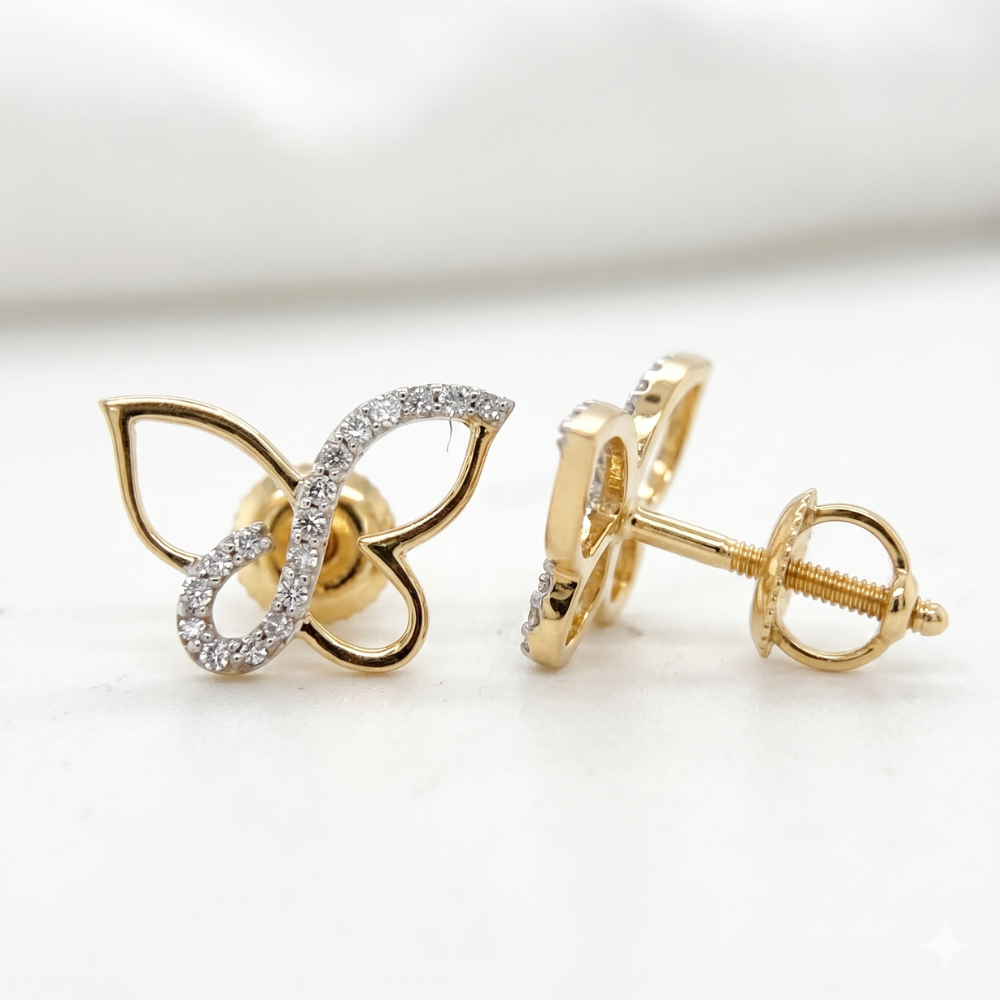 Kids Mini Butterfly Diamond Earrings