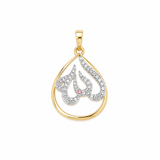 Waterdroplet Allah Calligraphy Diamond Pendant - SJGPT0029