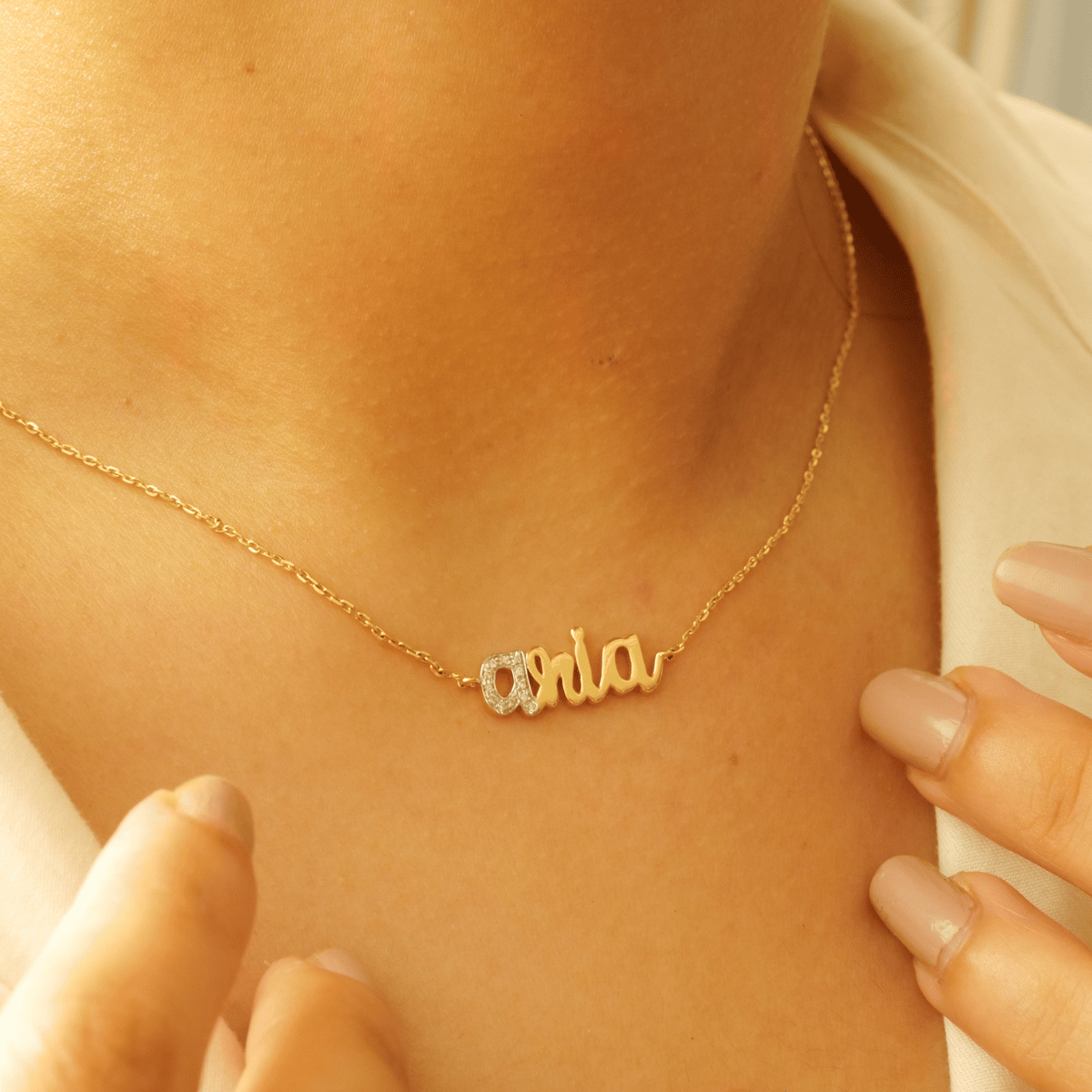 Initial Script Name Diamond Necklace — sjnbr00582