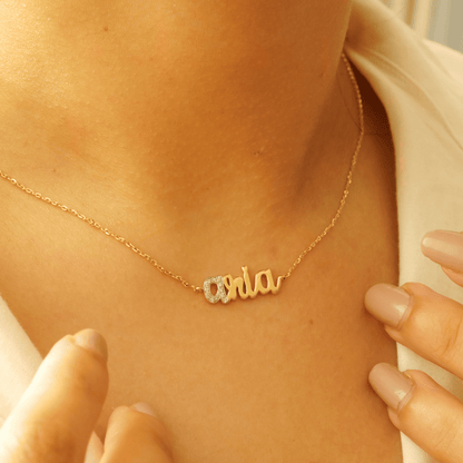 Initial Script Name Diamond Necklace — sjnbr00582