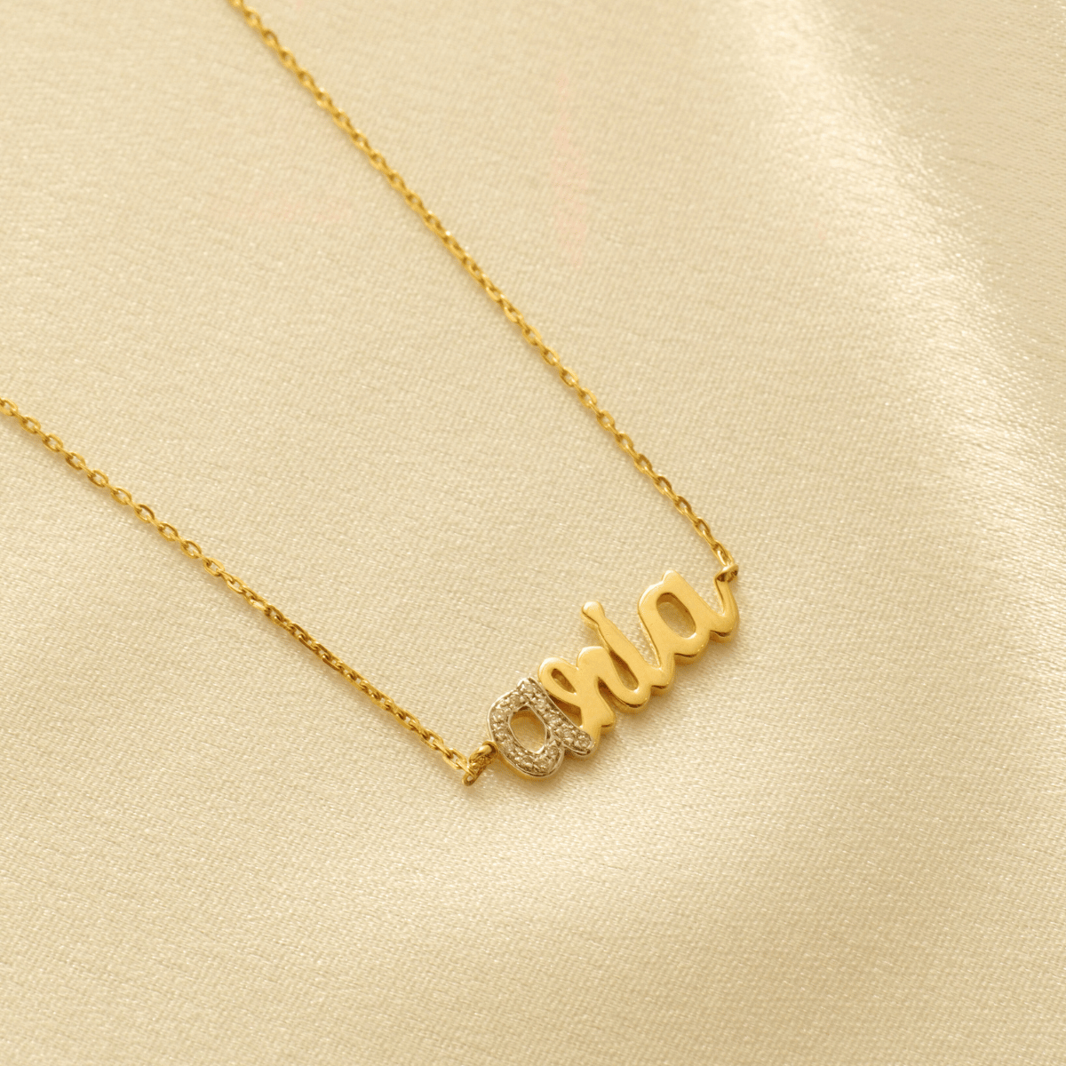 Initial Script Name Diamond Necklace — sjnbr00582