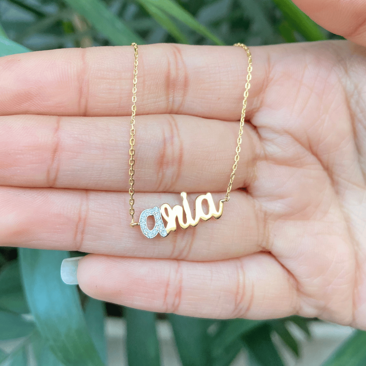 Initial Script Name Diamond Necklace — sjnbr00582