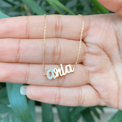 Initial Script Name Diamond Necklace — sjnbr00582