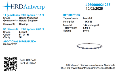 Blue Sapphire Diamond Bangle Bracelet