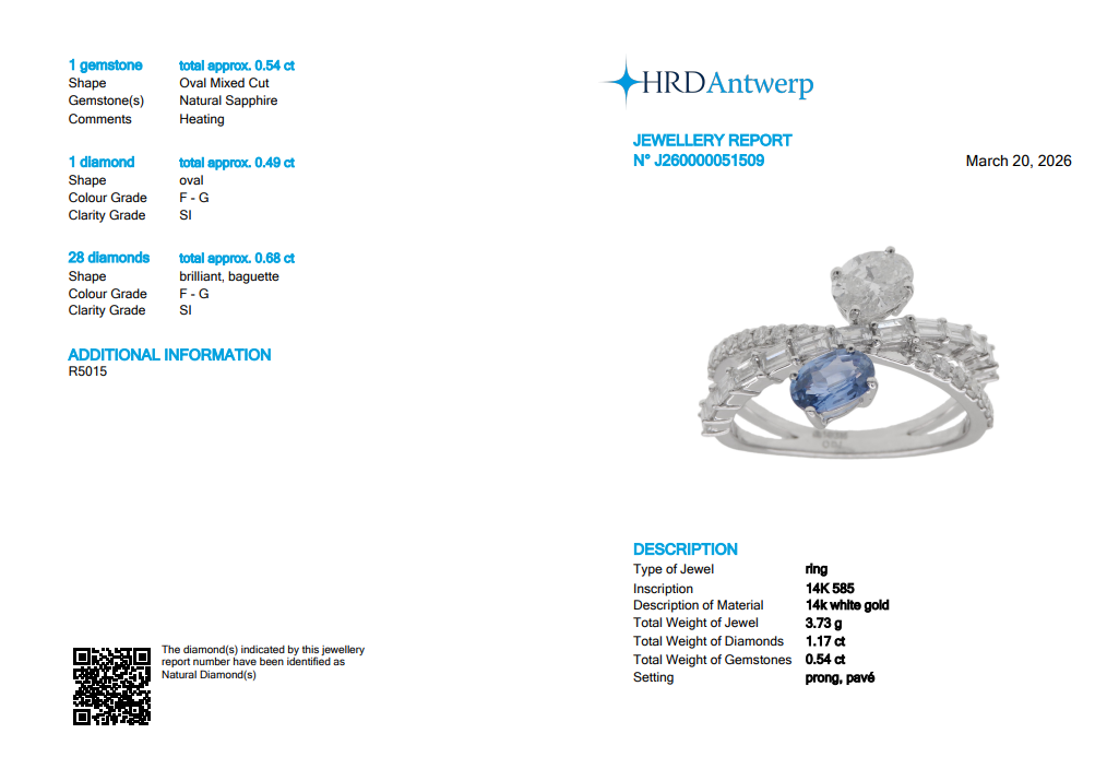 Natural Sapphire Diamond Crossover Ring