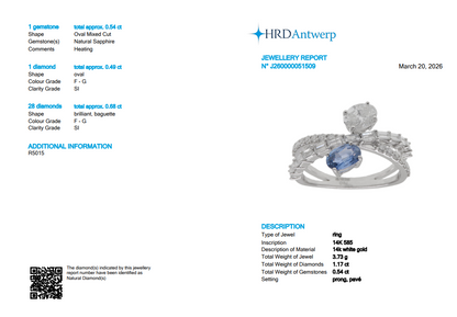Natural Sapphire Diamond Crossover Ring