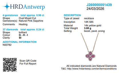 Natural Pink Sapphire Flower Diamond Necklace