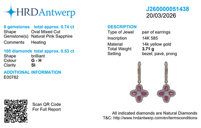 Flower Huggie Pink Sapphire & Diamond Earrings