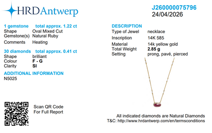 East West Ruby Diamond Halo Necklace