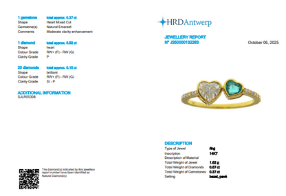 Heart Diamond Natural Emerald Ring