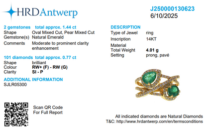 Double Emerald Diamond Ring