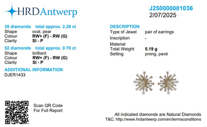 Oval Diamond Sunburst Stud Earrings