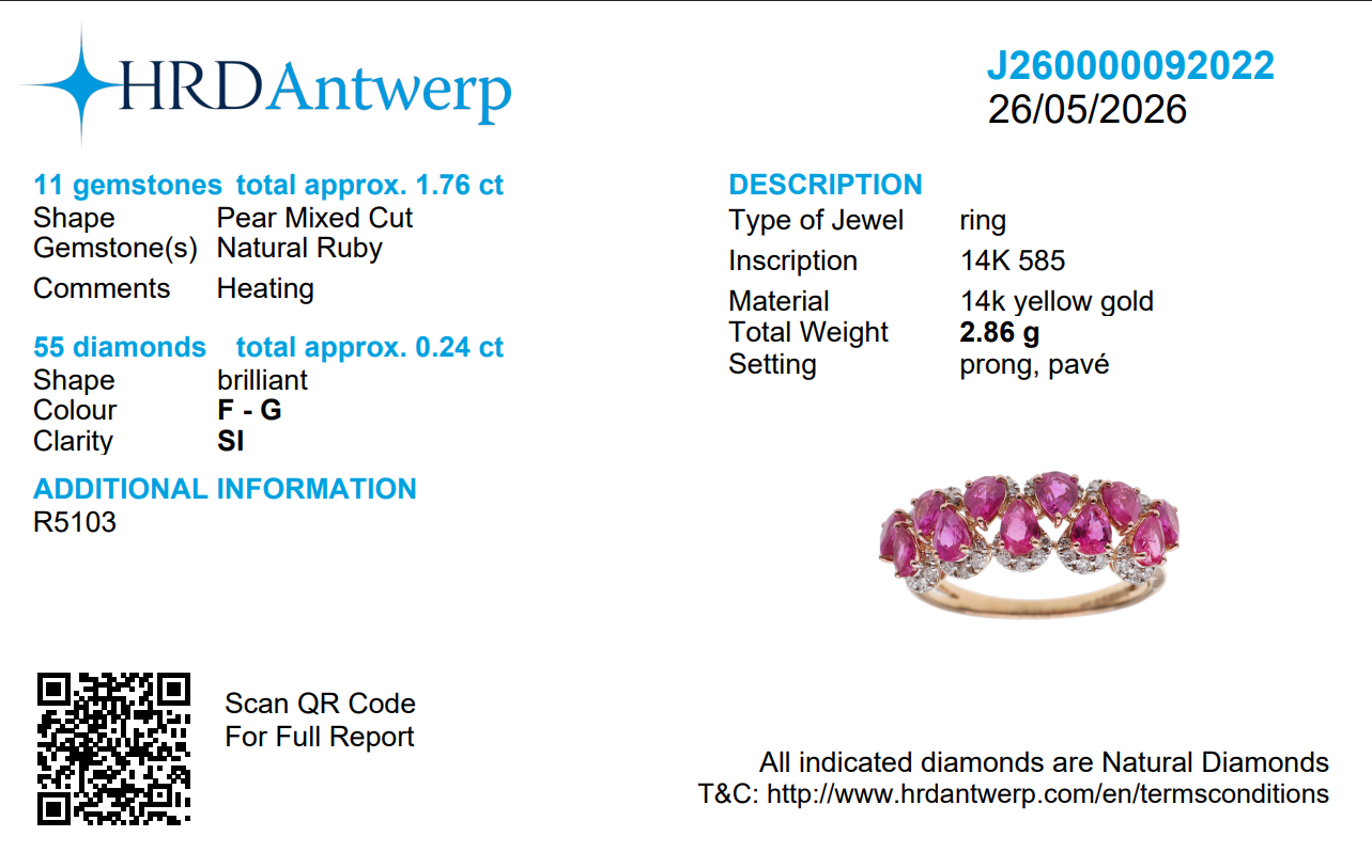 Pear Ruby Natural Diamond Ring