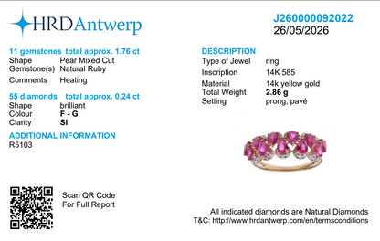 Pear Ruby Natural Diamond Ring