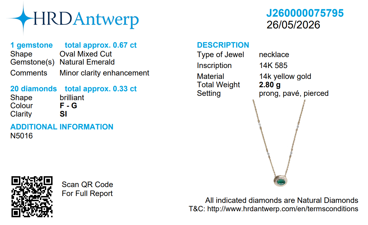 Oval Emerald Diamond Halo Necklace