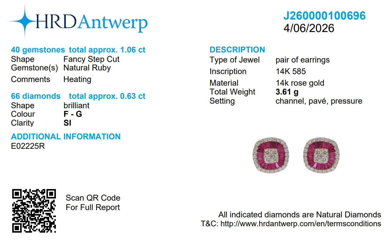 Ruby Baguette Diamond Double Halo Stud Earrings