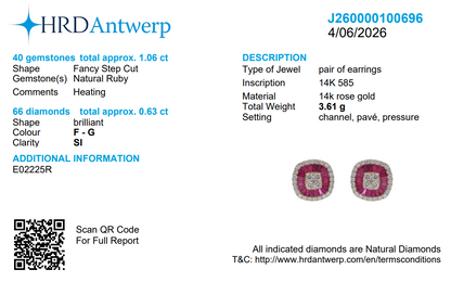 Ruby Baguette Diamond Double Halo Stud Earrings