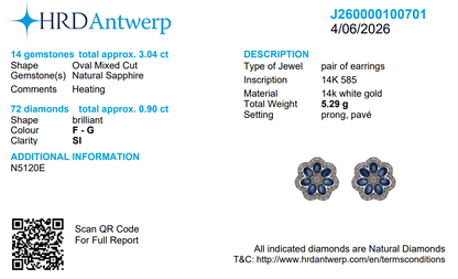 Blue Sapphire Diamond Bloom Stud Earrings
