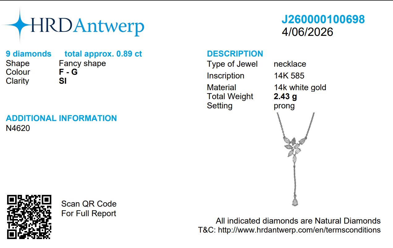 Fancy-Cut Natural Diamond Y Necklace