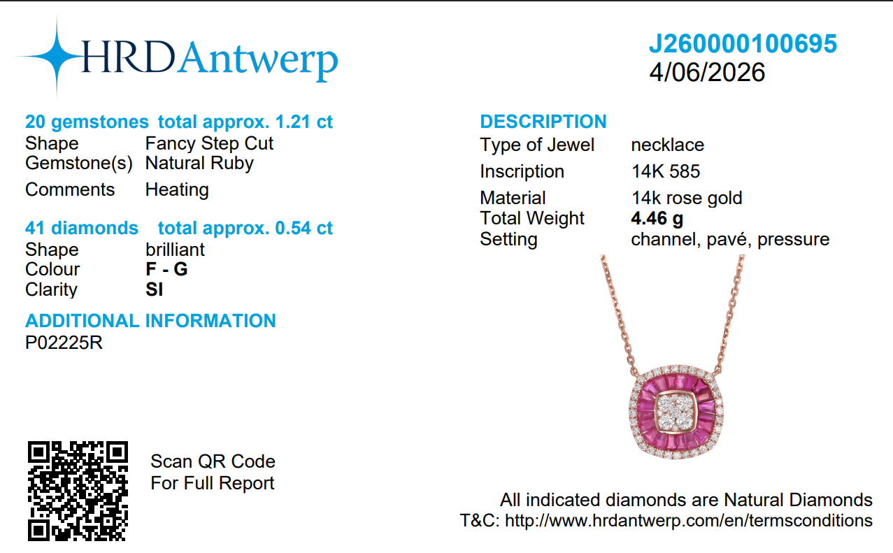 Ruby Baguette Diamond Double Halo Necklace