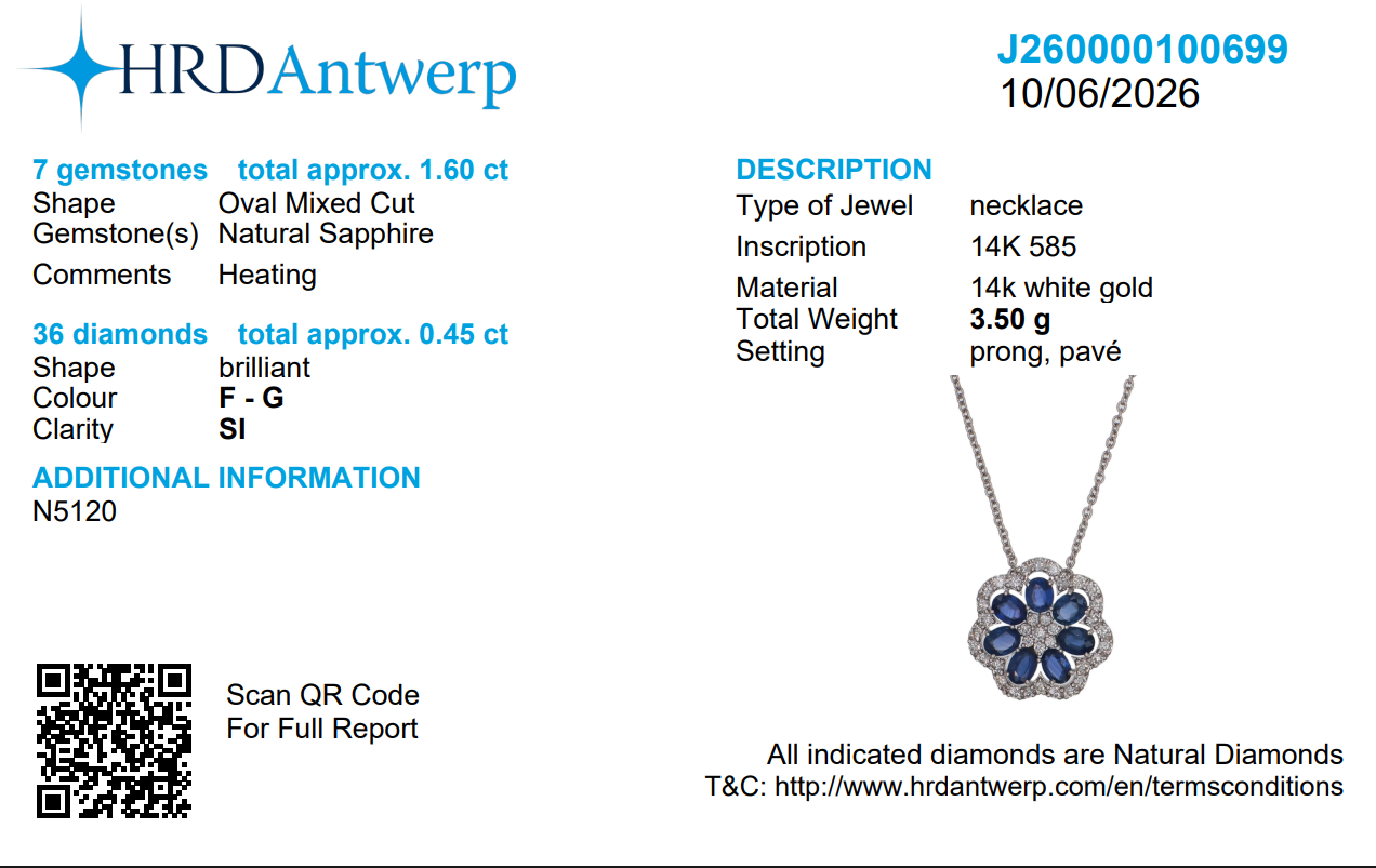 Sapphire Flower Pendant Necklace