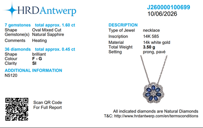 Sapphire Flower Pendant Necklace