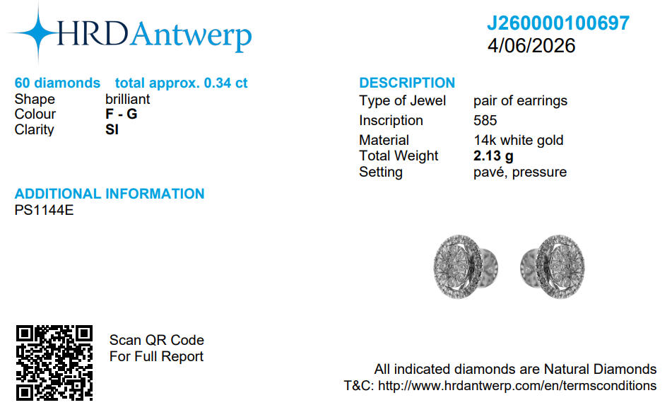 Oval Diamond Halo Cluster Stud Earrings