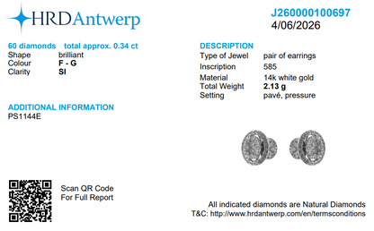 Oval Diamond Halo Cluster Stud Earrings